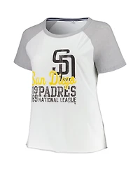 Soft As A Grape Women's White San Diego Padres Plus Size Baseball Raglan T-Shirt