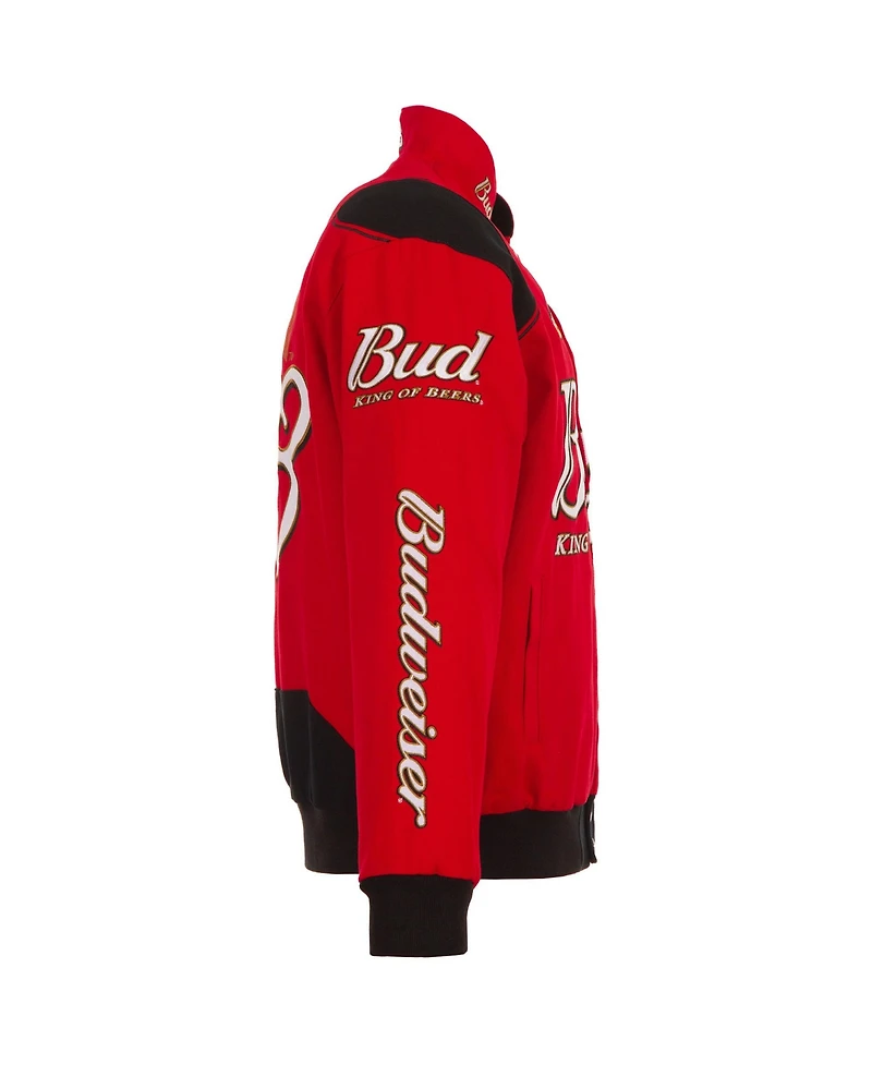 Jh Design Men's Red Dale Earnhardt Jr. Budweiser Full-Snap Twill Jacket