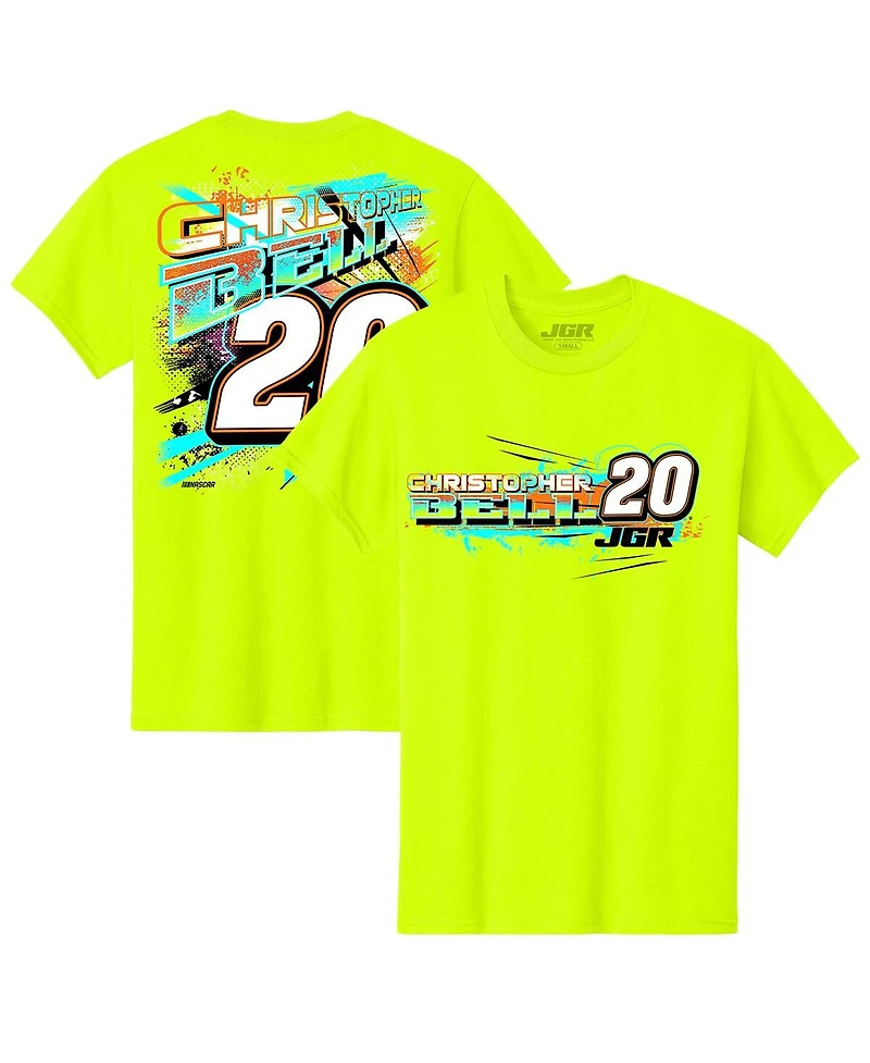 Joe Gibbs Racing Team Collection Big Boys and Girls Neon Green Christopher Bell Name Number T-Shirt