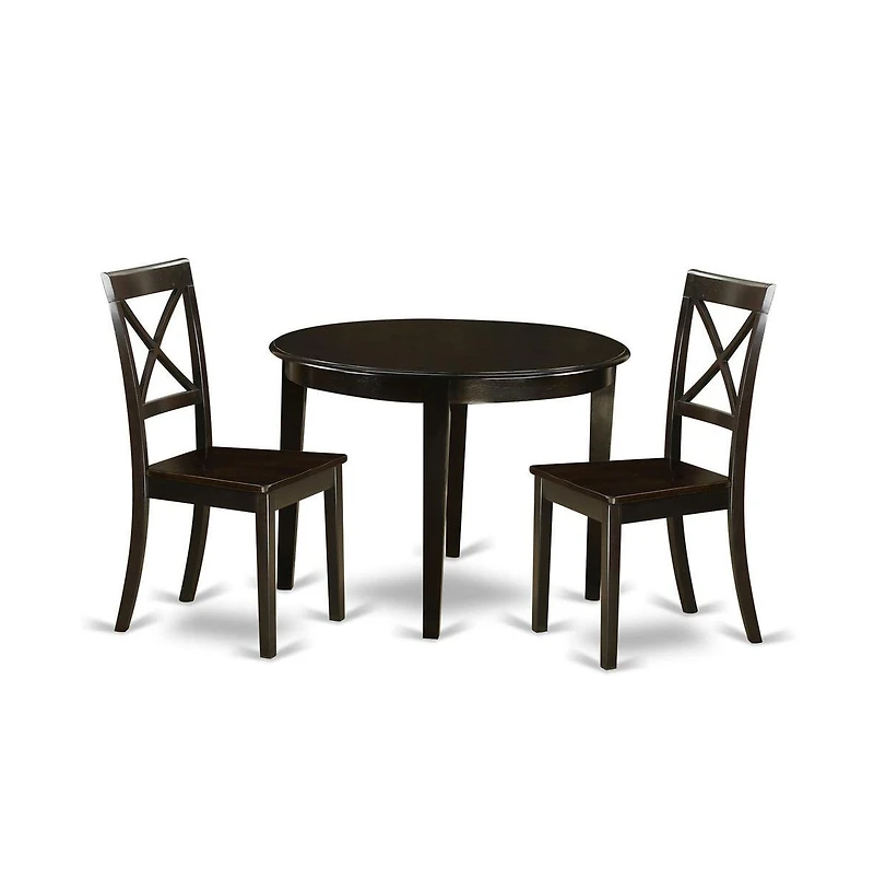 East West Furniture 3 Pc small Kitchen Table and Chairs set-round Table and 2 dinette Chairs