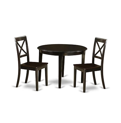 East West Furniture 3 Pc small Kitchen Table and Chairs set-round Table and 2 dinette Chairs