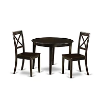 East West Furniture 3 Pc small Kitchen Table and Chairs set-round Table and 2 dinette Chairs