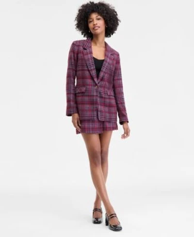 On 34th Womens Plaid Single Button Blazer V Neck Tank Plaid Wrap Mini Skirt Macys Exclusive