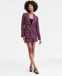 On 34th Womens Plaid Single Button Blazer V Neck Tank Plaid Wrap Mini Skirt Macys Exclusive