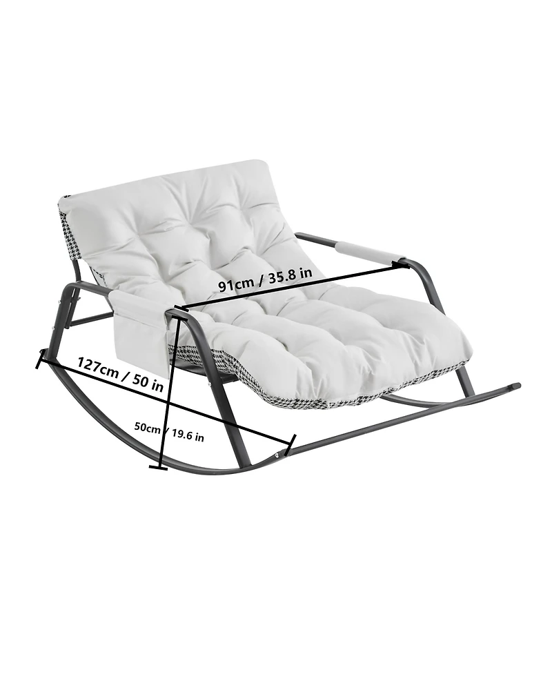 Casainc Rocking Chair with Extra-Wide leather Upholstered Gliding Boucle Reclining