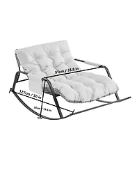 Casainc Rocking Chair with Extra-Wide leather Upholstered Gliding Boucle Reclining