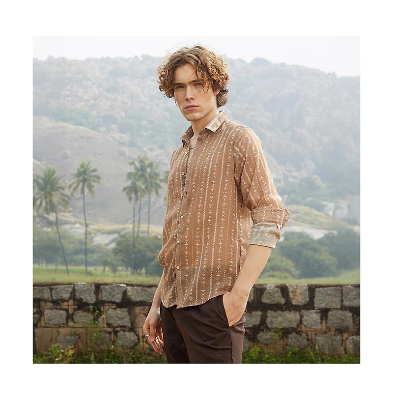 Campus Sutra Men's Ethnic Imprint Shirt