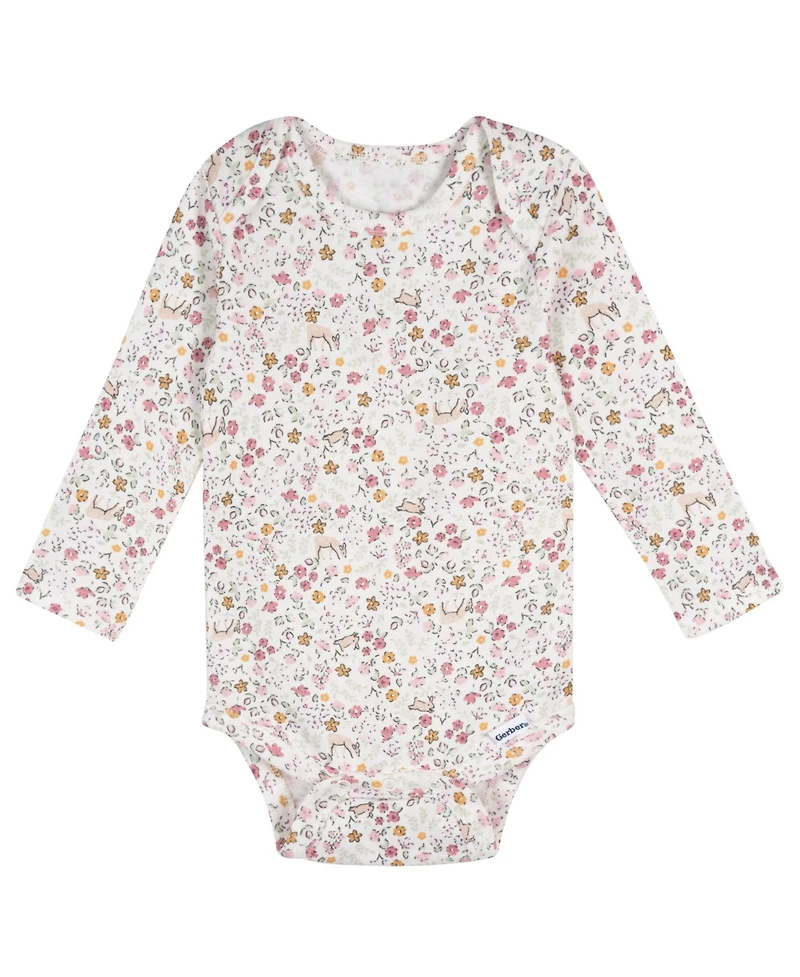 Gerber Baby Girls' 5-Pack Long Sleeve Bodysuits