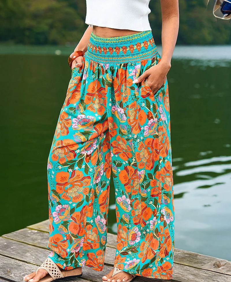Cupshe Women's Tropical Vibes Sky Floral Pants