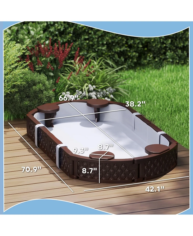 Qaba Oval Kids box with Cover, 4 Seats, Bottom Liner,