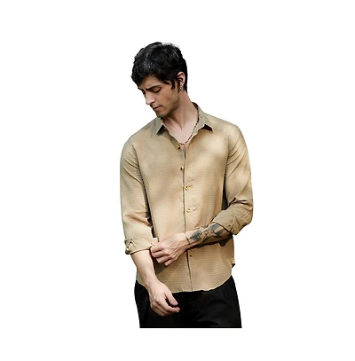 Campus Sutra Men's Ruche-Textured Shirt