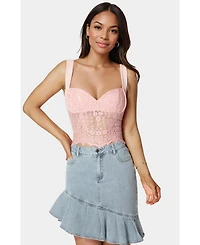 Bebe Women's Lace Sweetheart Top