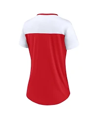 Fanatics Women's Red Wisconsin Badgers Fundamentals Campus Win Athena Lace-Up V-Neck T-Shirt
