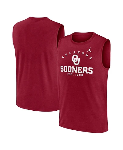 Jordan Men's Crimson Oklahoma Sooners Primetime Legend Mascot Lock Up Performance Muscle T-Shirt