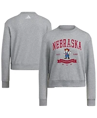 Adidas Women's Gray Nebraska Huskers Pullover Crewneck Sweatshirt