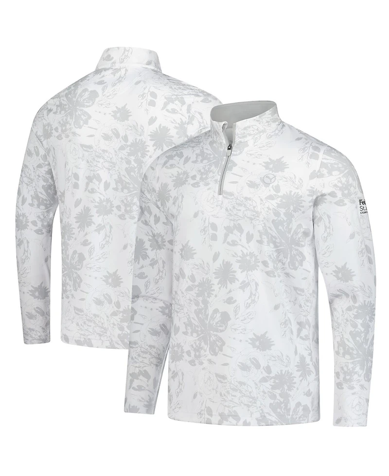 Puma Men's White FedEx St. Jude Championship Pure 2.0 Rose Quarter-Zip Pullover Sweatshirt