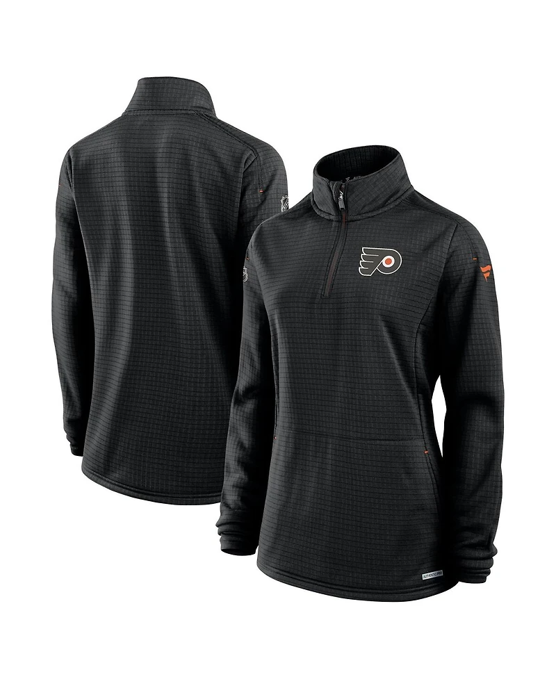 Fanatics Women's Black Philadelphia Flyers Authentic Pro Rink Lightweight Quarter-Zip Pullover Sweatshirt
