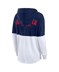 Fanatics Women's Navy/White Atlanta Braves Backup Option Pullover Hoodie