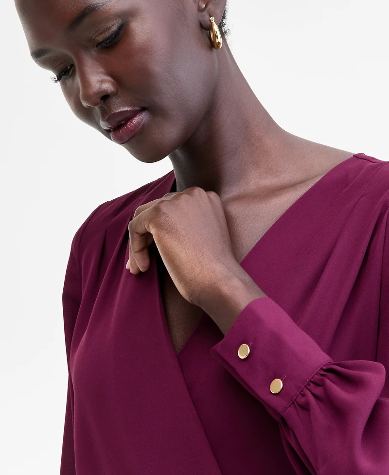 I.n.c. International Concepts Women's Asymmetric-Tie Surplice Top, Macy's Exclusive