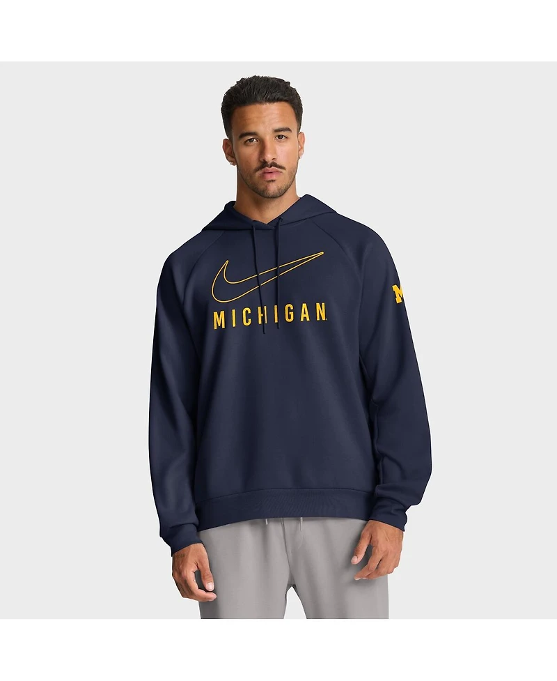 Nike Men's Navy Michigan Wolverines Premium Raglan Performance Pullover Hoodie