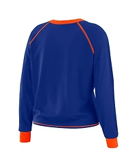 Wear by Erin Andrews Women's Royal/Orange Denver Broncos Tie-Front Long Sleeve Top