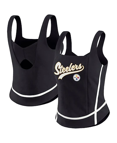Wear by Erin Andrews Women's Black Pittsburgh Steelers Square Neck Tank Top