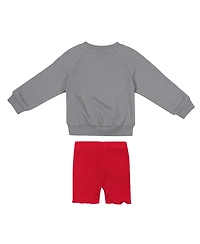 Colosseum Girls Toddler 2- Piece Gray/Scarlet Ohio State Buckeyes Beta Fleece Sweatshirt and Shorts Set