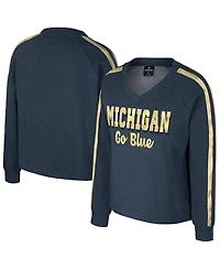 Colosseum Women's Navy Michigan Wolverines Treasures Long Sleeve V-Neck T-Shirt