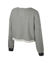 Colosseum Women's Charcoal West Virginia Mountaineers Magnum Scoop Neck Cropped Pullover Sweatshirt