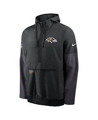 Nike Men's Black Baltimore Ravens Sideline Anorak Half-Zip Hoodie Jacket