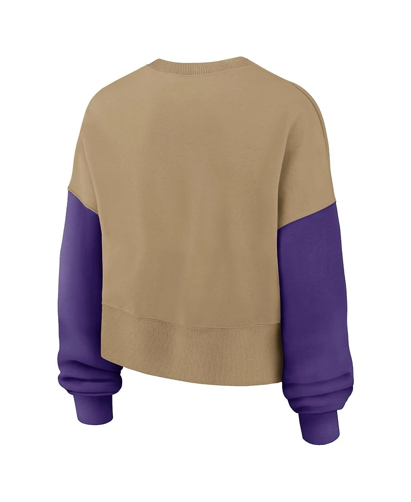 Nike Women's Tan Minnesota Vikings Oversized Rewind Pullover Sweatshirt