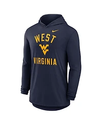 Nike Men's Navy West Virginia Mountaineers Classic Arch Tri-Blend Performance Long Sleeve Hoodie T-Shirt
