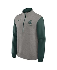 Nike Men's Heather Gray/Green Michigan State Spartans Club Fleece Half-Zip Pullover Sweatshirt