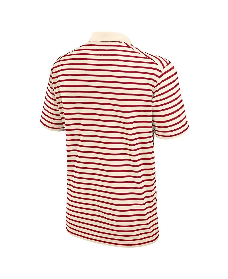 Nike Men's Cream/Scarlet Ohio State Buckeyes Solid Foundation Striped Performance Polo Shirt