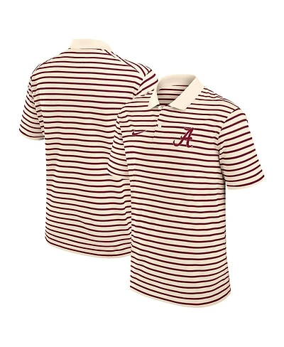 Nike Men's Cream/Crimson Alabama Crimson Tide Solid Foundation Striped Performance Polo Shirt