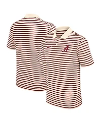 Nike Men's Cream/Crimson Alabama Crimson Tide Solid Foundation Striped Performance Polo Shirt