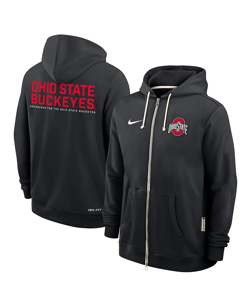 Nike Men's Black Ohio State Buckeyes 2025 Sideline Performance Full-Zip Hoodie