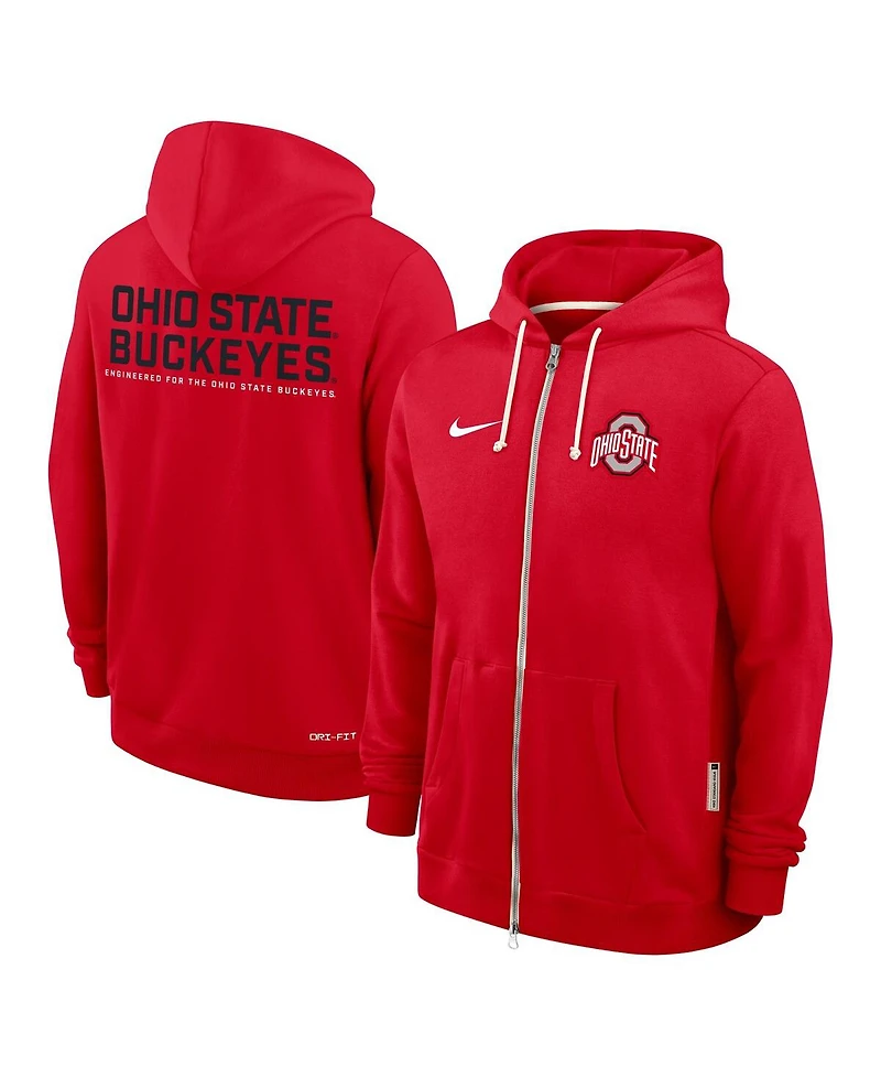 Nike Men's Scarlet Ohio State Buckeyes 2025 Sideline Performance Full-Zip Hoodie