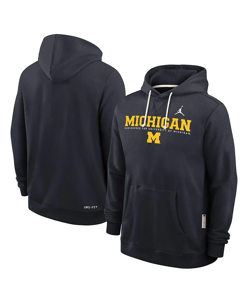 Jordan Men's Navy Michigan Wolverines 2025 Sideline Performance Pullover Hoodie