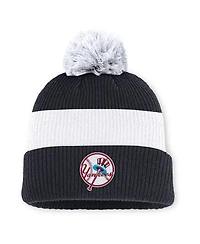 Nike Men's Navy/White New York Yankees Cooperstown Collection Peak Standard Cuffed with Pom Knit Hat