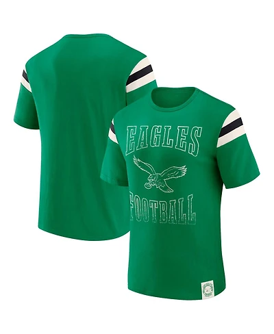 Darius Rucker Collection by Fanatics Men's Kelly Green Philadelphia Eagles Distressed Throwback Shoulder Stripe T-Shirt