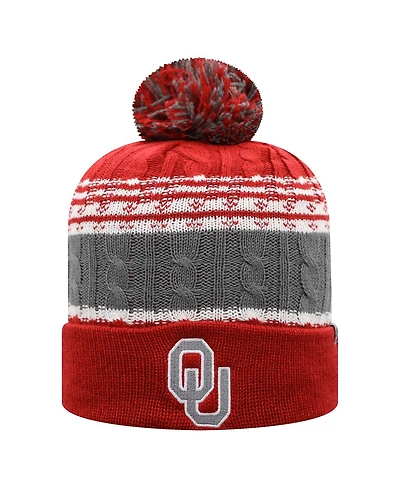 Top of the World Men's Crimson Oklahoma Sooners Altitude Cuffed Pom with Knit Hat
