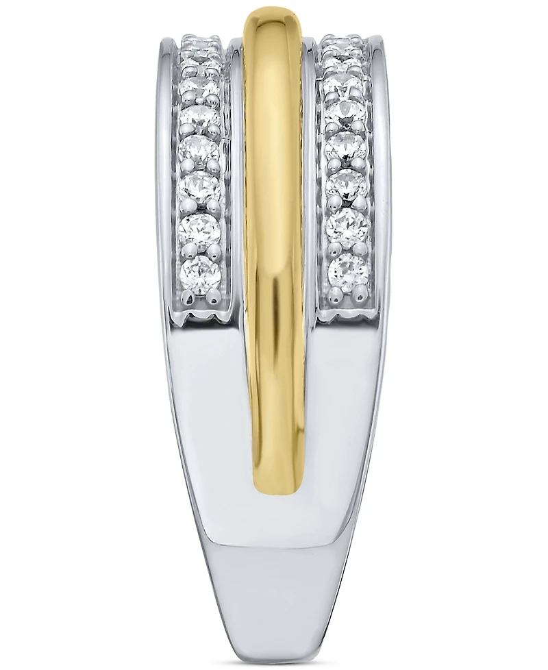 Men's Diamond Triple Row Band (1/2 ct. t.w.) in 10k Two-Tone Gold
