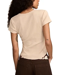 Lucky Brand Women's Short Sleeve Henley Neck Top