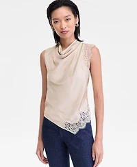 I.n.c. International Concepts Women's Lace-Trim Cowl-Neck Sleeveless Top, Macy's Exclusive