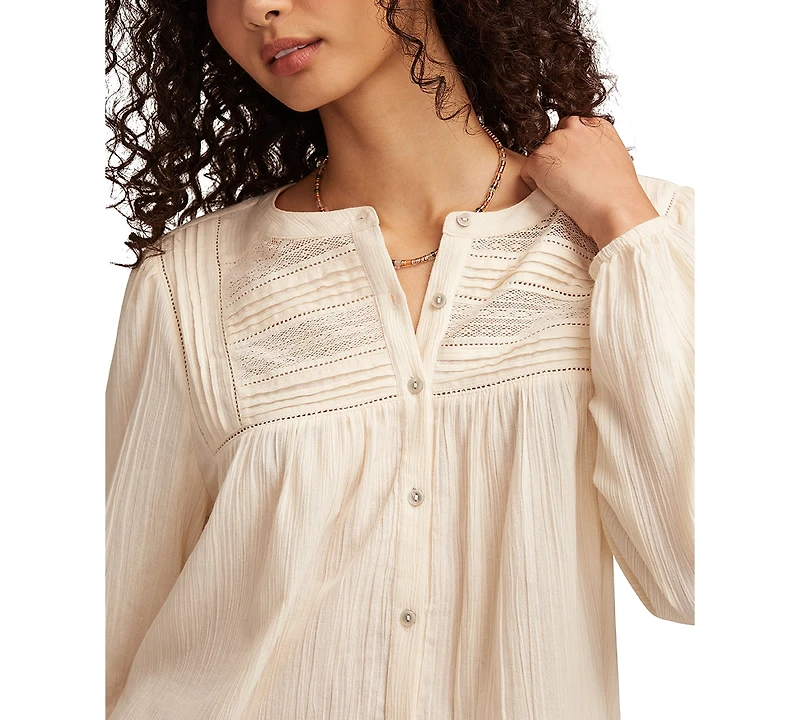 Lucky Brand Women's Peasant Button Down Blouse