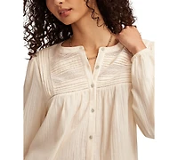 Lucky Brand Women's Peasant Button Down Blouse