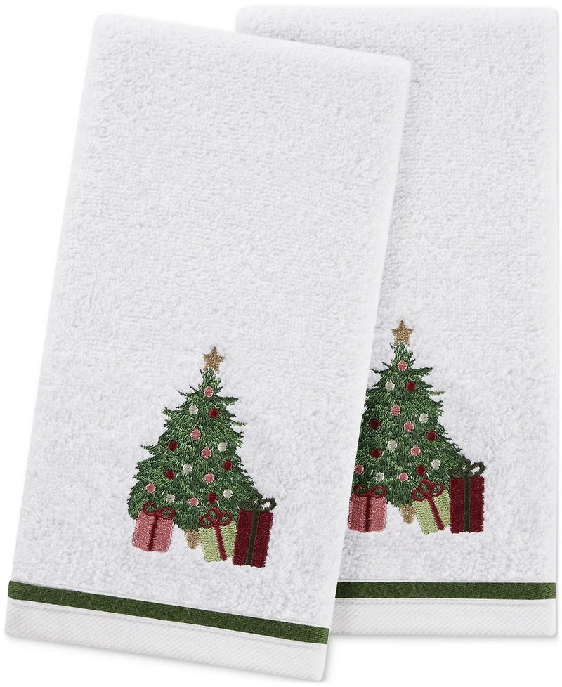 Decor Studio Holiday Christmas Tree Turkish Cotton 2-Pc. Hand Towel Set, 16" x 28"