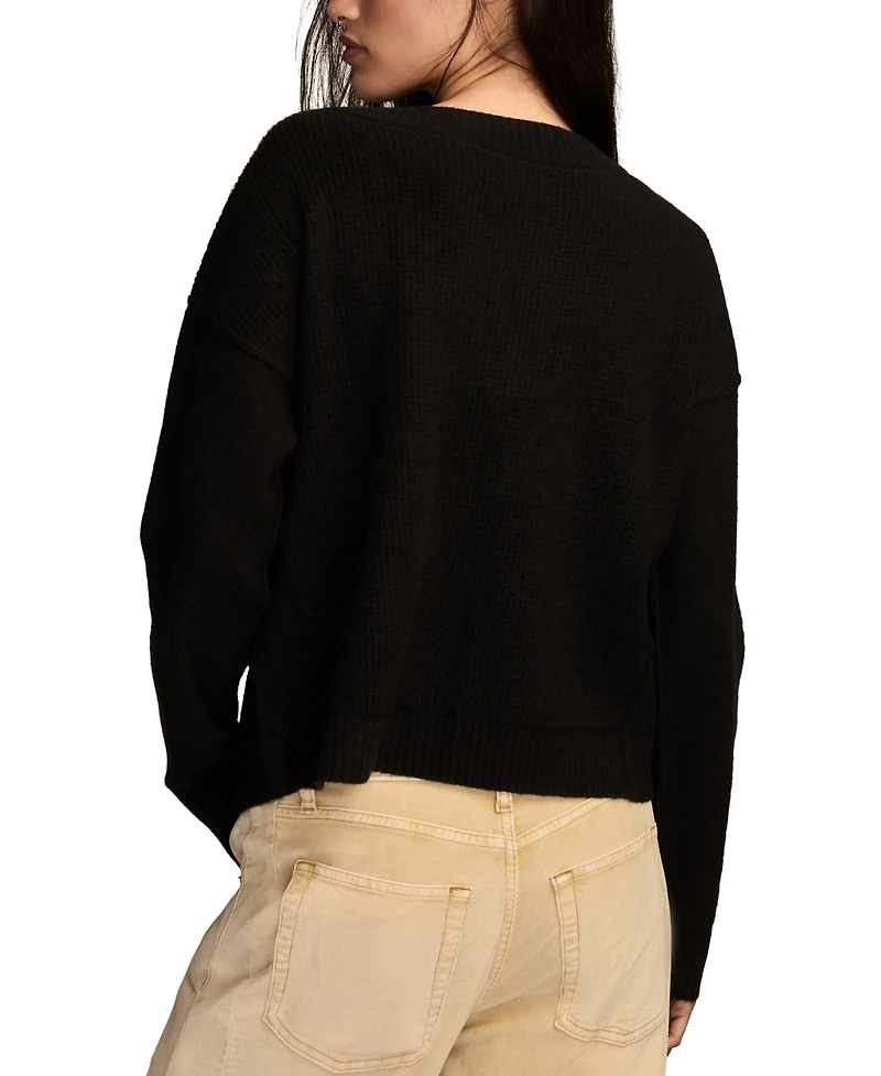 Lucky Brand Women's Waffle V-Neck Sweater