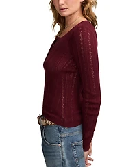 Lucky Brand Women's Pointelle Henley Sweater